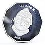 Liberia 10 dollars Female or Male Illusion silver coin 2001