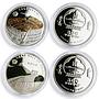 Mongolia set of 7 coins Seven Wonders of the World colored silver coins 2008