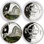 Mongolia set of 7 coins Seven Wonders of the World colored silver coins 2008