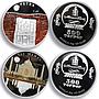 Mongolia set of 7 coins Seven Wonders of the World colored silver coins 2008