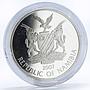 Namibia 10 dollars Endangered Wildlife series Zebra proof silver coin 2007