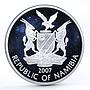 Namibia 10 dollars Endangered Wildlife series Zebra proof silver coin 2007