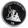 Palau 5 dollars Marine Life Protection series Surgeon Fish silver coin 2007