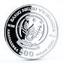Rwanda 500 francs Cats series Russian Blue Cat Plant colored silver coin 2011