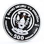 Rwanda 500 francs Cats series Russian Blue Cat Plant colored silver coin 2011