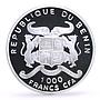 Benin 1000 francs Charles Lindbergh Flight Plane Aviation proof silver coin 2002