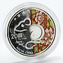 Macau 20 patacas Year of the Rat Lunar flowers silver proof coin 2008
