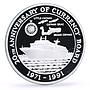 Cayman Islands 5 dollars 20 Years of Currency Board Cruise Ship silver coin 1991