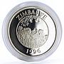 Zimbabwe 10 dollars Wildlife Landmarks series Motopo Hills Bull silver coin 1996