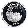 Zimbabwe 10 dollars Wildlife Landmarks series Motopo Hills Bull silver coin 1996