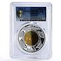 Cambodia 10000 riels Egyptian Pyramids PR67 PCGS bimetal silver coin 2004 - 2005