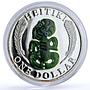 New Zealand 1 dollar Folk Crafts Heitiki Statue Sculpture Art silver coin 2010