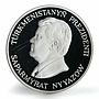 Turkmenistan 500 manat Falco cherrug Gray fauna silver coin 1999