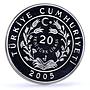 Turkey 20 lira Traditions Folk Crafts Aegean Carpet Art proof silver coin 2005