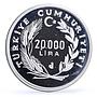Turkey 20000 lira Istanbul City Metro Trains Railways Railroads silver coin 1989