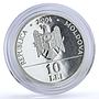 Moldova 10 lei Red Book Wildlife Conservation Dropie Bird Fauna silver coin 2006