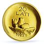 Latvia 20 lats Latvian Coin Woman Portrait Female Face Food KM-96 gold coin 2008