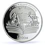 Kyrgyzstan 10 som Chinqiz Aitmatov White Ship Deer Literature silver coin 2009