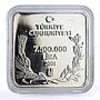 Turkey 7500000 lira Endangered Wildlife Swamphen Bird Fauna silver coin 2001