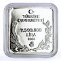 Turkey 7500000 lira Endangered Wildlife Pelican Bird Fauna silver coin 2001