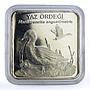 Turkey 7500000 lira Endangered Wildlife Marbled Duck Bird Fauna silver coin 2001