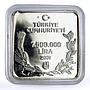 Turkey 7500000 lira Endangered Wildlife Marbled Duck Bird Fauna silver coin 2001