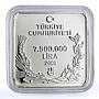 Turkey 7500000 lira Endangered Wildlife Francolin Bird Fauna silver coin 2001