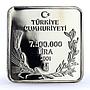 Turkey 7500000 lira Endangered Wildlife White Duck Bird Fauna silver coin 2001