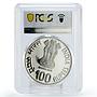 India 100 rupees International Labour Organisation ILO PR66 PCGS Ag coin 1994
