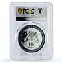 Bulgaria 10 leva Singer Ghena Dimitrova Music PR69 PCGS gilded silver coin 2011