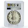India 100 rupees Dr Syama P Mookerjee Politics PR66 PCGS silver coin 2001