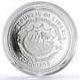 Liberia 20 dollars Lunar Calendar Year of the Rabbit Sitting silver coin 1999