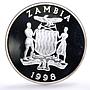 Zambia 100 kwacha Conservation Wildlife Antilope Fauna proof silver coin 1998