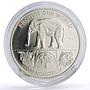 Bhutan 300 ngultrum Conservation Wildlife Elephant Rhino Tiger silver coin 1993