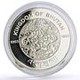 Bhutan 300 ngultrum Conservation Wildlife Elephant Rhino Tiger silver coin 1993