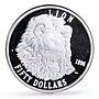 Marshall Islands 50 dollars Conservation Wildlife Lion Fauna silver coin 1996