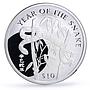 Sierra Leone 10 dollars Lunar Calendar Year of the Snake proof silver coin 2001