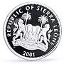 Sierra Leone 10 dollars Lunar Calendar Year of the Snake proof silver coin 2001