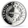 Turkey 4000000 lira Conservation Wildlife Lizard Fauna proof silver coin 1999