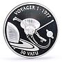 Vanuatu 50 vatu Spaceship Voyager Saturn Jupiter Planets Space silver coin 1998