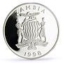 Zambia 100 kwacha Conservation Wildlife Flamingo Bird Fauna silver coin 1998