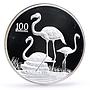 Zambia 100 kwacha Conservation Wildlife Flamingo Bird Fauna silver coin 1998