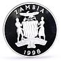 Zambia 100 kwacha Conservation Wildlife Flamingo Bird Fauna silver coin 1998