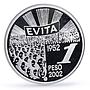 Argentina 1 peso President Eva Duarte EVITA Meeting Politics silver coin 2002