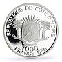 Ivory Coast 1000 francs Conservation Wildlife Panther Cat Fauna silver coin 2007