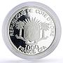 Ivory Coast 1000 francs Conservation Wildlife Panther Cat Fauna silver coin 2007