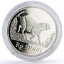 Indonesia 10000 rupiah Conservation Wildlife Pig Fauna proof silver coin 1987