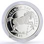 Sierra Leone 10 dollars Lunar Calendar Year of the Horse proof silver coin 2002