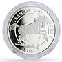 Sierra Leone 10 dollars Lunar Calendar Year of the Horse proof silver coin 2002