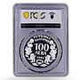 Bulgaria 100 leva Endangered Wildlife Wild Goat Fauna PR66 PCGS silver coin 1993